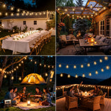 Skoiuc Solar String Lights Outdoor Waterproof Lights with Remote & Timer, LED Shatterproof ST38 Bulbs, USB & Solar Powered Patio Lights for Backyard, Porch, Garden, Wedding, Christmas Decor (50FT)
