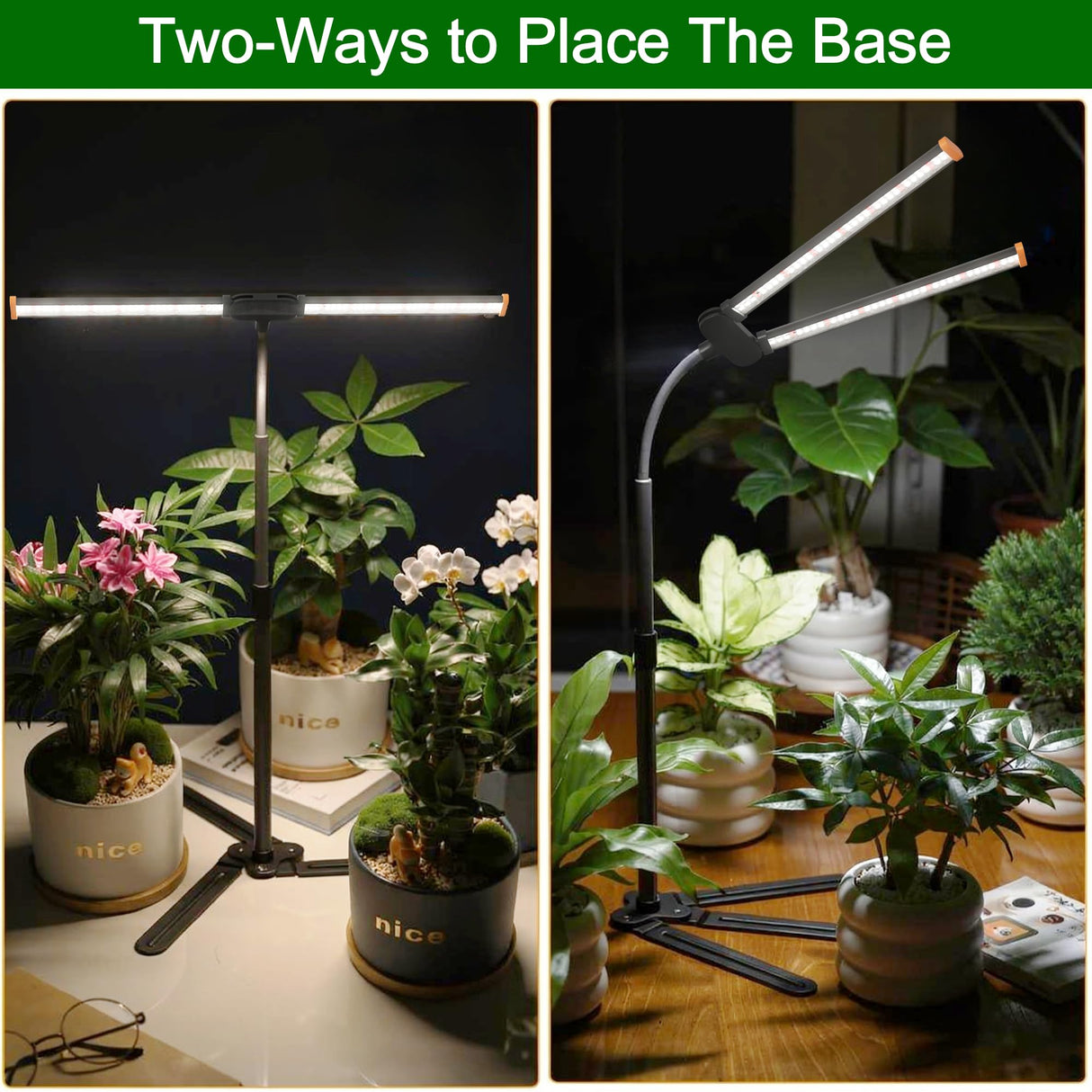 Wotime Grow Light for Indoor Plants,6000K White Sun Spectrum Growing Light Lamp with Red Blue LED for Pot Succulents Seeds, Light Strip Foldable & Height Extendable 9-25'', Auto Timer 4 8 12Hrs