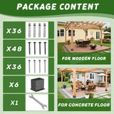 6 Pcs Post Base,4"x 6"Post Brackets(Acturl3.6 x5.6), Heavy Duty Black Metal Powder-Coated Thick Steel Post Anchor Outdoor for Support Deck Base Plate, Pergola Bracket Kit,Mialbox Post Mount