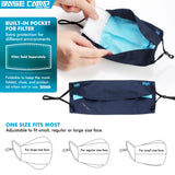 BASE CAMP Reusable Cloth Dust Face Masks 100% Cotton Washable Adjustable Breathable Fabric Mask with Filter Pocket, 3 Pack, Black