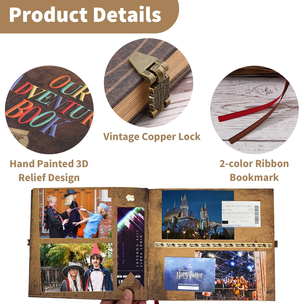 AIPASA Our Adventure Book Scrapbook Photo Album, Personalized Gifts 8.9*7.7