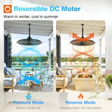 addlon Outdoor Fans for Patios, 20 inch IP65 Waterproof Gazebo Fan Remote&APP Control, 6 Speeds, Quiet, DC Motor, Plug in Ceiling Fan with Hook Hanging Caged Fan for Pergola Porch Canopy Backyard