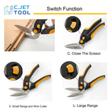C.JET TOOL 10" Heavy Duty Scissors - Carpet Cutter, Industrial Multipurpose Tool for Cardboard, Leather, Pruning, Gardening - Professional Soft Grip Stainless Steel (Orange)