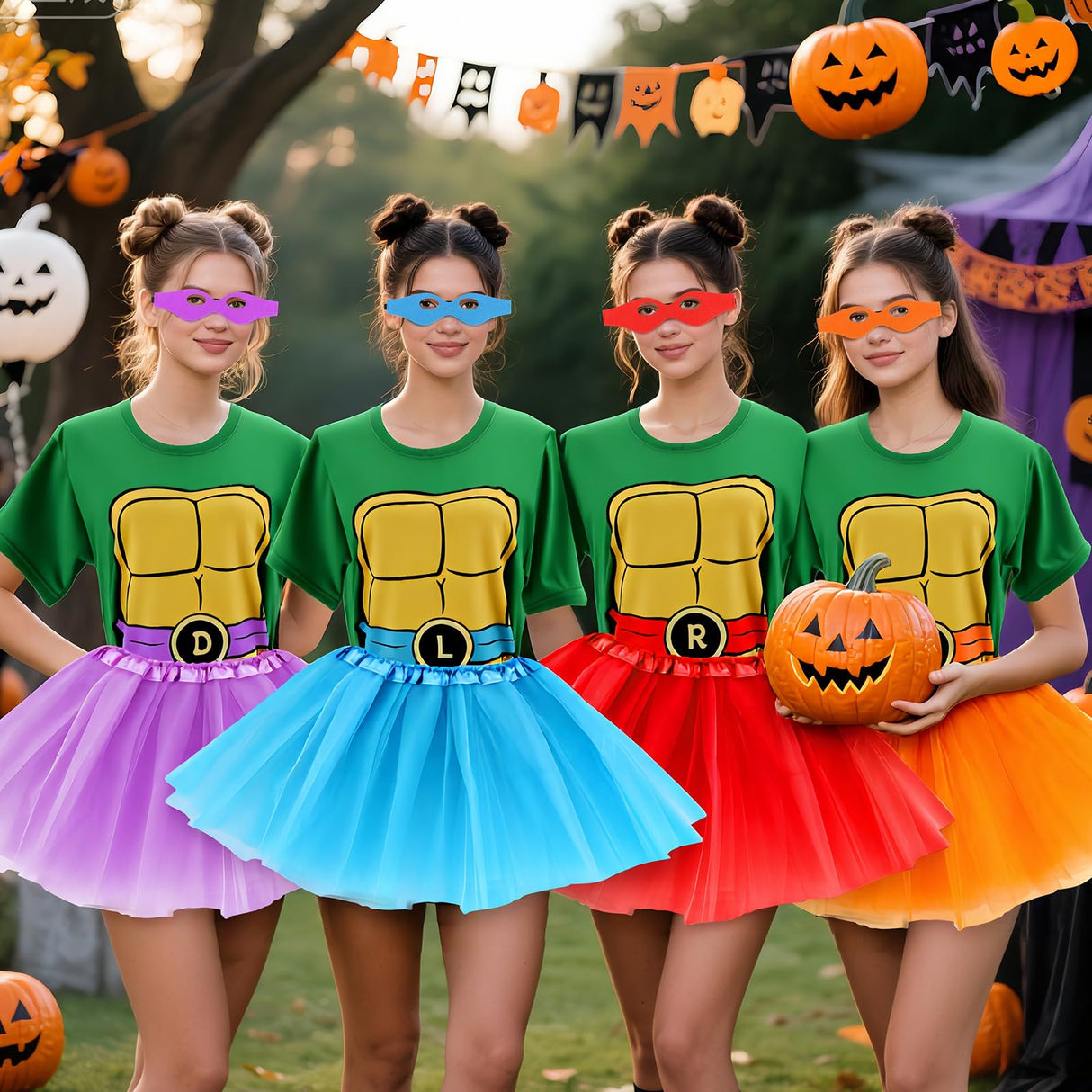 FONYFA for TMNT Costume Set, Halloween Tutu Skirts Women Shirt for TMNT Costume for Funny Halloween Christmas