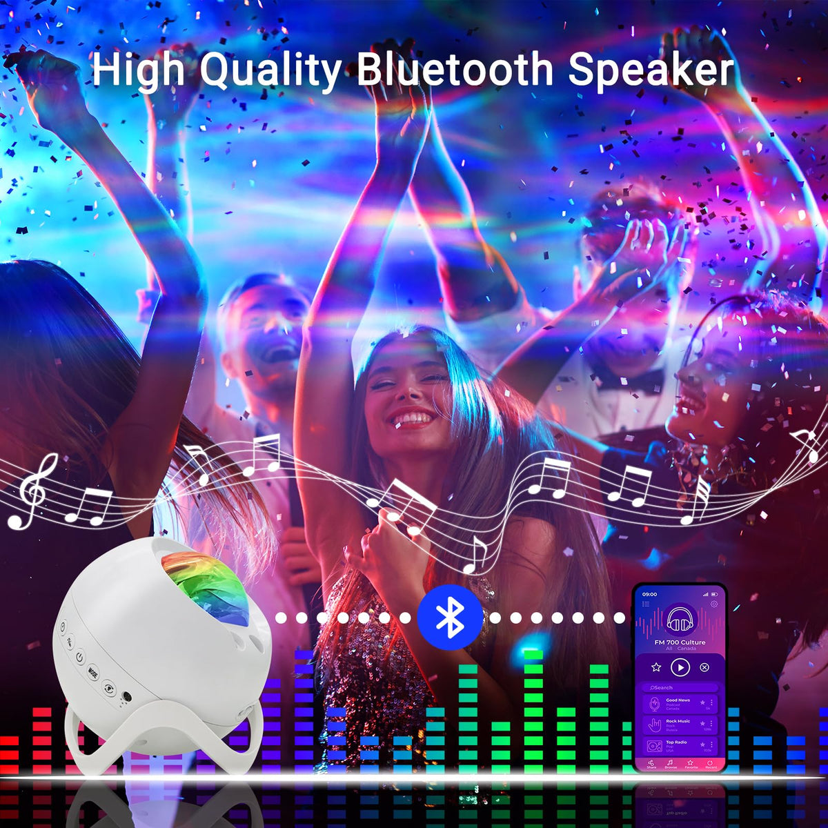 Star Projector,Northern Lights Projector,with Bluetooth Speaker,White Noise