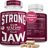 Strong Jaw Gum Restore - Gum Care + Teeth Vitamins - Gum Health & Oral Health - Supports Receding Gums & Gum Care - Dental Vitamins for Adults – 180 Capsules, Non-GMO Gum Health Supplements