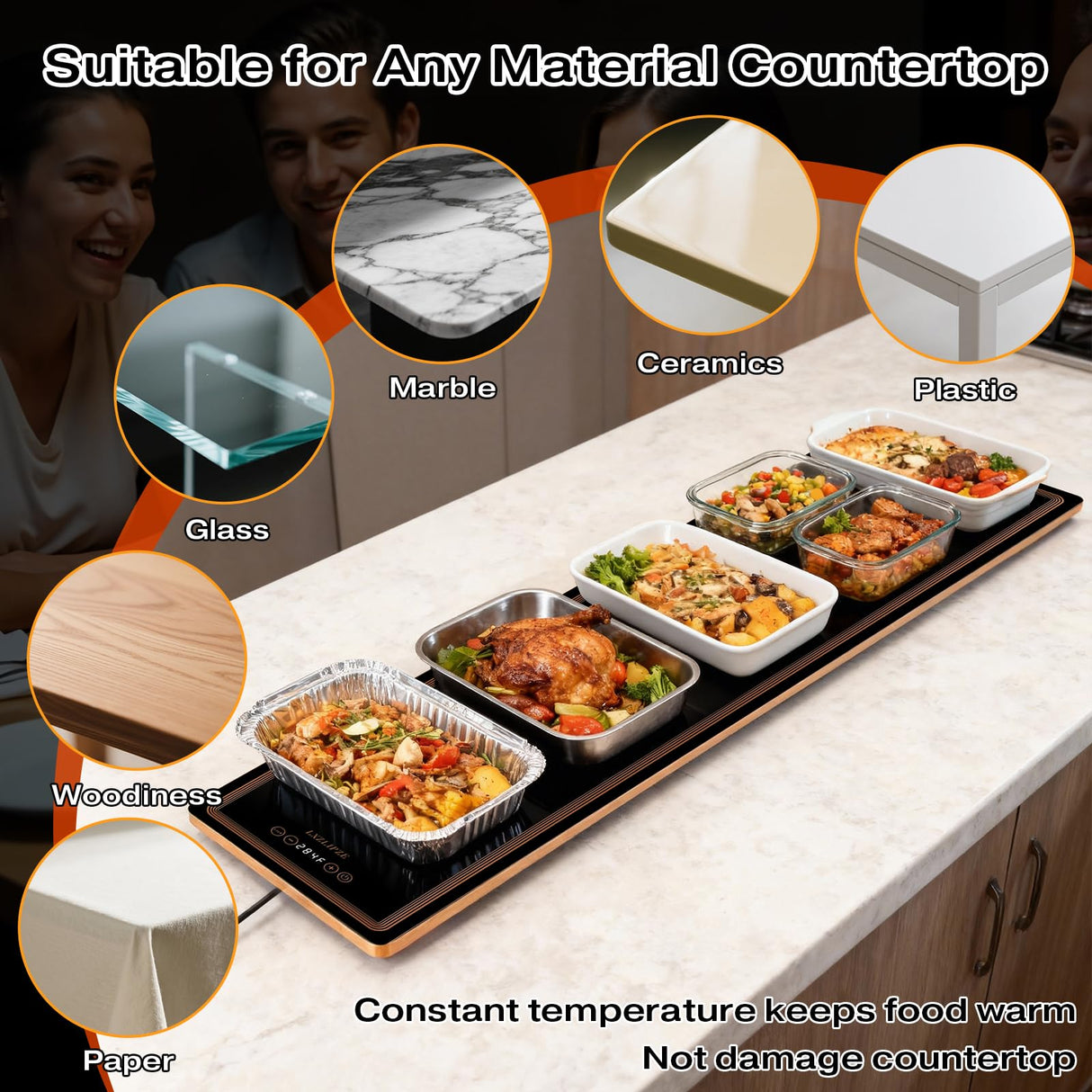 Electric Warming Tray for Buffets Party(59x14 Inches)Food Warming Mat with 12 Temp-Settings,Built-in Thermostat and Full Surface Heating,Versatile Food Warmers for Parties Buffet,Gatherings,Daily Use
