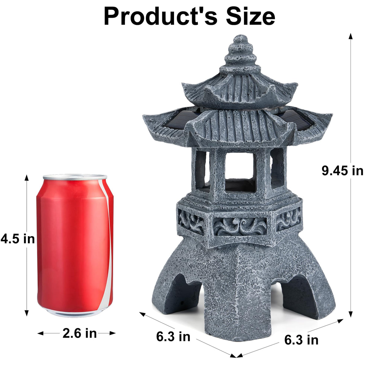HL3NIGIM Solar Zen Garden Statue, Pagoda Lantern with 3 Solar Panels, Outdoor Decor for Landscape Patio, Balcony and Yard, Gift for Women Mom and Gramma
