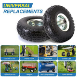 RRQ 10 Inch Solid PU Tire and Wheel, Flat Free 4.10/3.50-4" Tire, 2 Pack