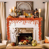 CQURE 36 Pack Fall Leaf Garland,Artificial Fall Vines Autumn Garland Fall Maple Leaves Thanksgiving Decor for Home Wedding Fireplace Christmas