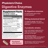 Physician's CHOICE Digestive Enzymes - Multi Enzymes, Organic Prebiotics & Probiotics for Digestive Health & Gut Health - Meal Time Discomfort Relief & Bloating - Dual Action Approach - 180 CT