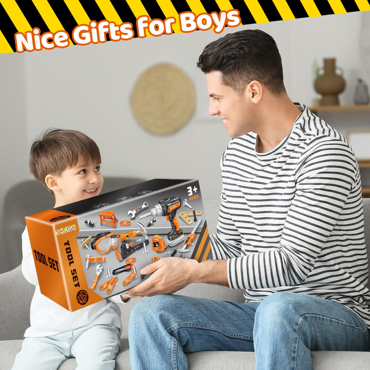 Christmas & Birthday Gifts for Boys Ages 3 4 5 6,Kids Tool Set with Portable Tool Box & Electronic Toy Drill, Toddler Tool Set,Tool Play Toys Construction Tools for Kids