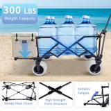 51" L Beach Wagon with 9" Sand Wheels,260L Collapsible Beach Cart with Rear Tailgate,Heavy Duty Wagon for Sand, Camping, Fishing and Sport,Blue
