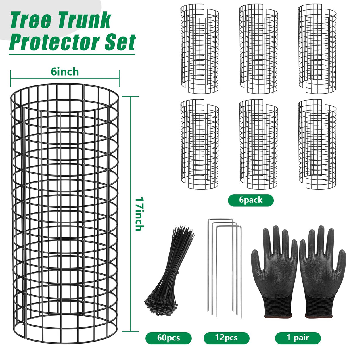 UQM 6 Pack Tree Trunk Protector, 12 Pcs Metal Tree Guards Trunk Protector