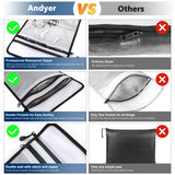 Upgraded Two Pockets Fireproof Document Bag (2000℉), andyer 15”x 11”Waterproof Fireproof Money Bag for Cash with Zipper, Important Document Storage Organizer for Valuables, Legal Documents Safe
