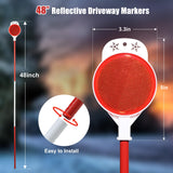 Reflective Driveway Markers, 48" High Driveway Reflectors for Driveway Entrance with Double Sided Reflex, Red and White Alternating Thickened Stainless Steel Snow Stakes with Easy Visibility (4 Pack)