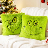 eowvsio 2PCS Chrismas Pillow Covers 18x18 inch,Green Xmas Throw Pillow Cases,Chrismas Decor Soft Plush Faux Fur Wool Couch Cushion Case for Chair Sofa Bedroom Living Room