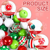 Poen 100 Pcs 20 mm Christmas Rhinestone Bubblegum Beads for Pens Bulk Crystal Resin Acrylic Plastic Spacer Chunky Beads for Christmas DIY Craft Keychain Necklace Bracelet Jewelry Making Holiday Decor