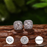 GEMQUEEN Moissanite Halo Earrings Studs 925 Sterling Silver, 2CTW