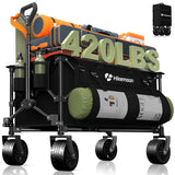 HIKEMOON 150L Collapsible Wagon Compact with Big Wheels, 420LBS Black