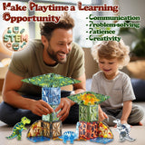 Little Pi Dinosaur Toys Magnetic Tiles, Building Blocks for Kids Ages 3+