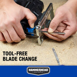 Hammerhead 4.8-Amp 3/4 Inch Jig Saw with 2pcs Wood Cutting Blades, Variable Speed and Orbital Function - HAJS048