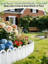 8.7'' H Connectable Garden Landscape Edging - 6.5ft Total Length No Need Digging Lawn Fence Border White Panels for Dividing Yard Flower Bed Areas