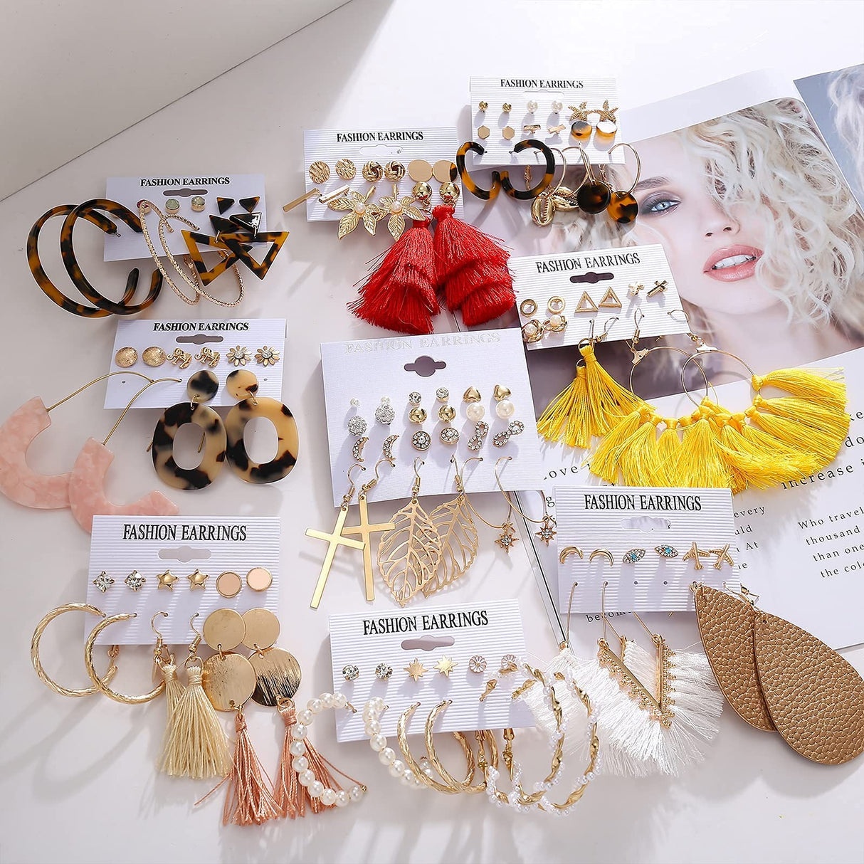 Earrings Set for Women, Funtopia 61 Pairs Fashion Tassel Earrings