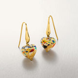 Ross-Simons Italian Murano Glass Heart Drop Earrings in 18kt Gold Over Sterling