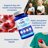 We Like Vitamins Vein Vitality 1250mg Diosmin Hesperidin Complex for Varicose Veins Treatment, Horse Chestnut, Butchers Broom, Bioflavonoids - Supports Blood Circulation for Leg Veins- 60 Capsules
