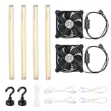 LUVCOSY 4 Pack T5 Grow Light Strips + 2 Pack USB Fans for Indoor Plants, Accessories Set for Indoor Greenhouse Cabinet for IKEA, Full Spectrum Sunlight Grow Lamp & Silent Portable Cooling Fan-ALL IN 1