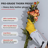 GLOSAV Cactus Garden Gloves- Real Puncture Proof, Thorn proof, Women & Men, Long Leather, Heavy Duty, Great for Gardening, Rose Pruning, Cacti Trimming, Weeding, Pull Thistle, Plant (Large)