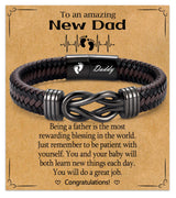 WIKHIA New Dad Gifts for Men, First Time Parents Gift Dad to Be Gift for Father's Day Birthday Christmas, Leather Bangle Bracelet for Daddy Him Husband
