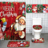 FuWeave 8 Pcs Christmas Shower Curtain Set Xmas Santa Bathroom Decoration Christmas Tree Hand Towels Snowman Toilet Lid Cover Bathroom Rugs Xmas Shower Curtain with Hooks(Snowman Style)