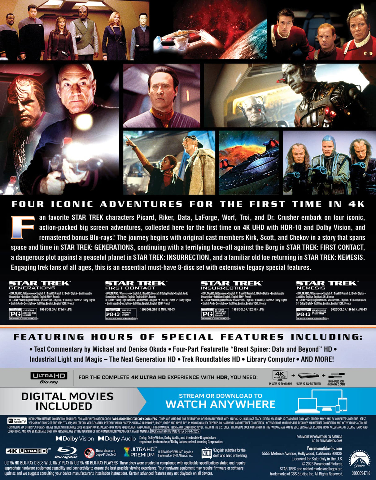 Star Trek: The Next Generation Motion Picture Collection (Includes: Star Trek IX: Insurrection, Star Trek VII: Generations, Star Trek VIII: First Contact, Star Trek X: Nemesis)