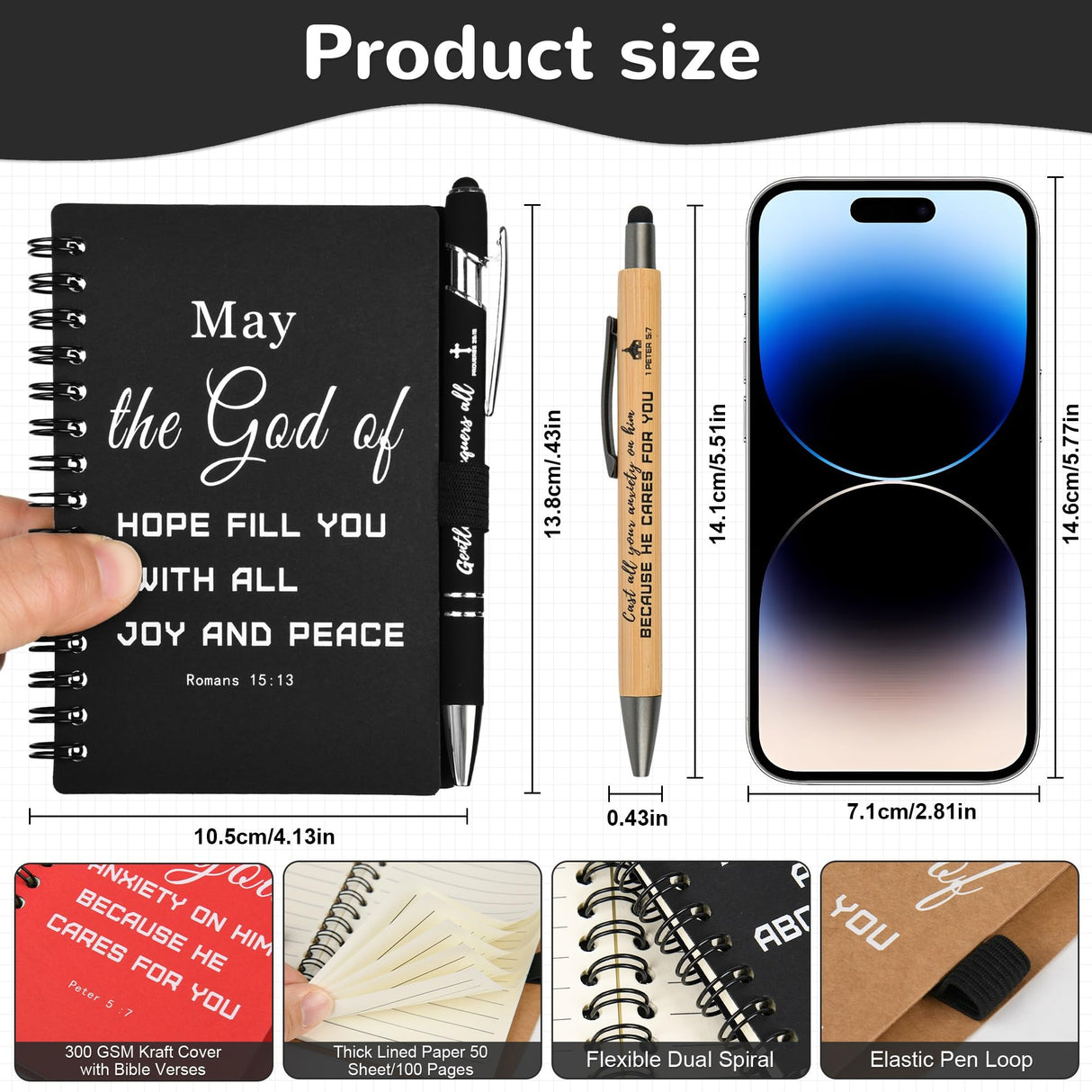 INSADA Christian Prayer Journal Spiral Notebooks Bulk with Pens - Small Notepads (4.13”x5.43”) - Christmas Gifts for Women men,Church Members & Bible Study Groups (30 sets multicolor)