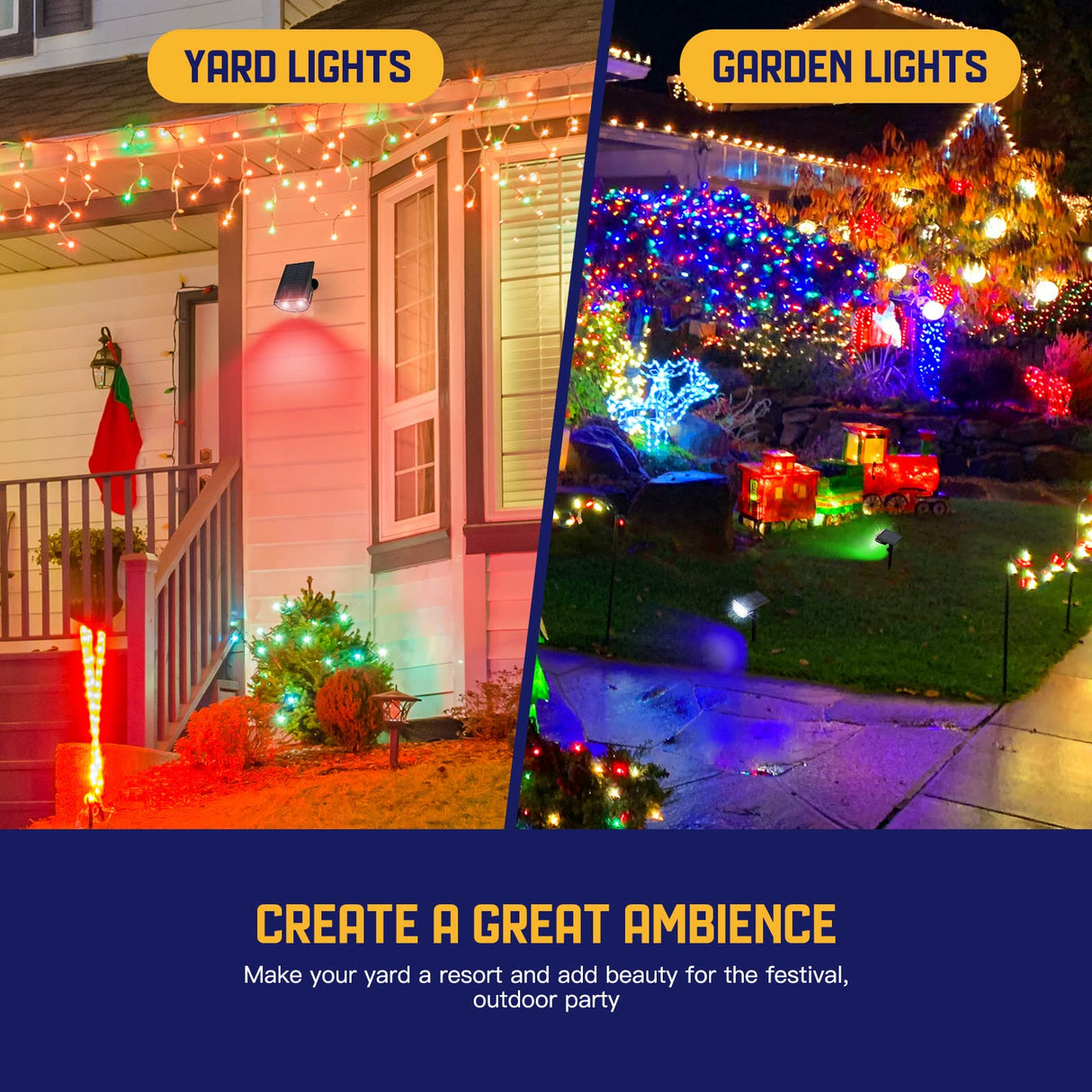 Kyosho Color Changing Solar Outdoor Lights, 9 Lighting Modes Halloween Christmas Lights, Waterproof RGBW Multicolor Solar Spotlight for Tree Pool Garden, 4 Pack