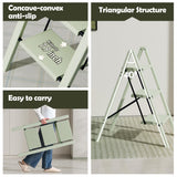 Taranta 3 Step Ladder,Aluminum Lightweight Folding 3 Step Stool with Anti-Slip Wide Pedal,330lbs Capacity Step Ladder for Household,Kitchen,Office - Fairyland Green