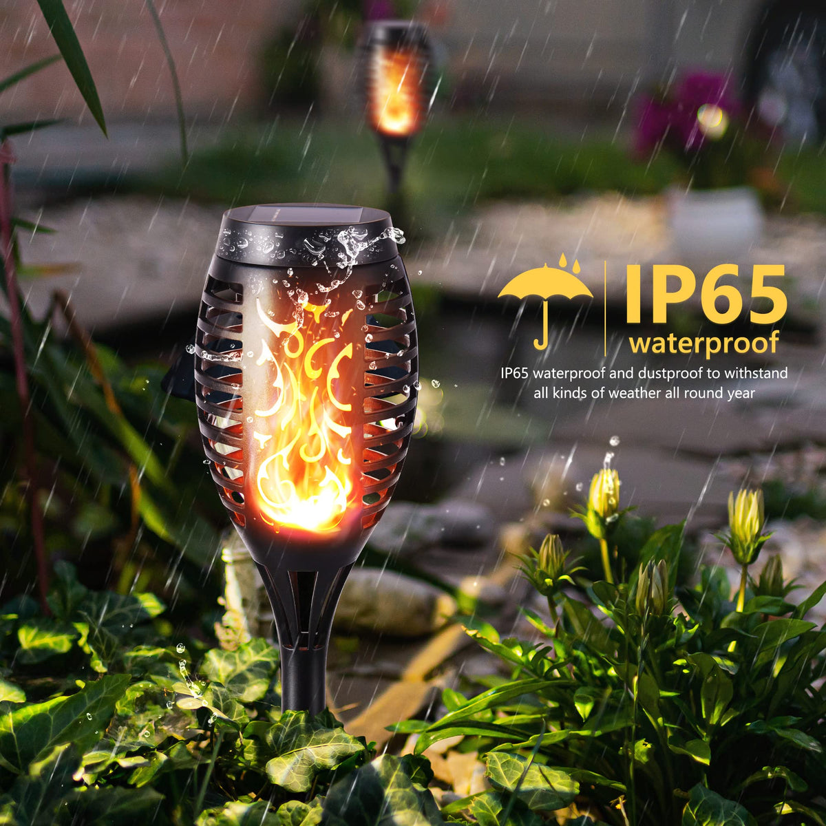 Toodour Solar Torch Flame Lights, 12 Pack Solar Halloween Lights Outdoor