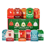 Thoughtfully, Holiday Hot Chocolate Mix Gift Set, Ugly Sweater Cocoa Sampler with 12 Flavored Packets Including Peppermint, Gingerbread, Rocky Road & More, Christmas Gift Box, Set of 12