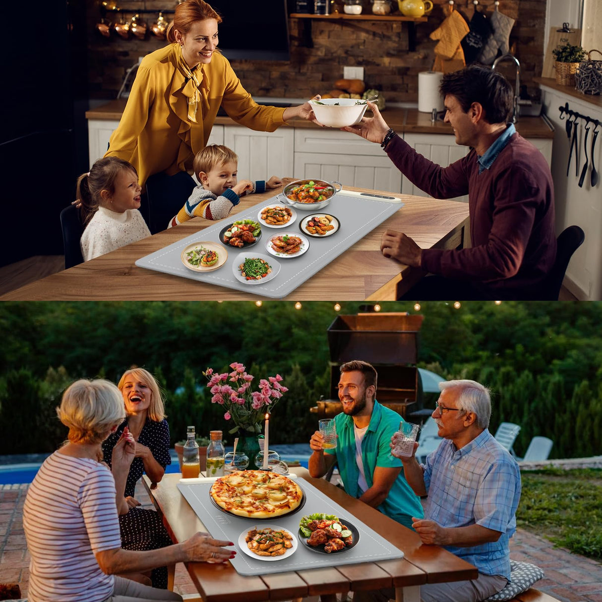 FYY Extra Large Warming Mat for Food - Rapid and Full Surface Heating, 6 Temp Settings, 6H Timer, Rollable Portable Food Warming Mat for Gatherings, Parties, Keep Meal Warm (XX Large Size, Gray)