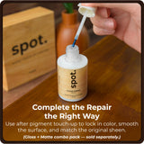 Dark Brown Wood Stain Repair Kit, Brush-On Touch-Up Stain Bottles, Provincial, Dark Walnut, Ebony, Red Mahogany, Interior and Exterior Wood, 4 fl oz Total by spot.