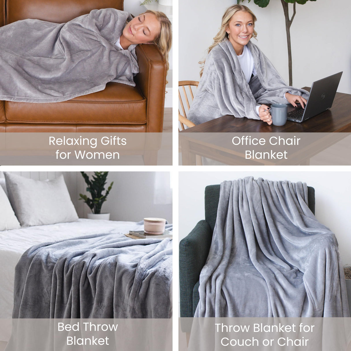 Super Blanky Wearable Blankets for Women, Adult Wearable Blanket Men, Christmas Gifts for Women, Comfy Girlfriend Birthday Gifts for Her, Wife Birthday Gift Ideas, Blanket With Sleeves - Light Gray