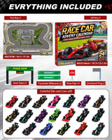 Racing Cars Advent Calendar 2026 for Kids Boys,1:64 Collectible Die-Cast Set, 1:64 Scale 20 Die-Cast Cars, Multi-Team Designs, 4 Racing Track Accessories & Play Map, For Race Fans & Collectors