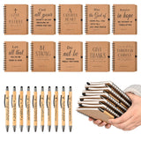 INSADA 30 Sets Bulk Christian Spiral Notebooks with Bamboo Pen Prayer Journal, Small Notepad (5.43”x4.33”) - Christmas Gifts for Church Members, Bible Study Groups & Church Families