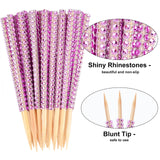 ASTARON 24 Pack Glitter Bling Candy Apple Sticks and Bags, Cake Pop Sticks Kit Including Caramel Apple Sticks with Ribbon and Chocolate Apple Packaging Bags for Party Supplies (Pink)