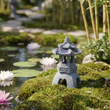 HL3NIGIM Solar Zen Garden Statue, Pagoda Lantern with 3 Solar Panels, Outdoor Decor for Landscape Patio, Balcony and Yard, Gift for Women Mom and Gramma