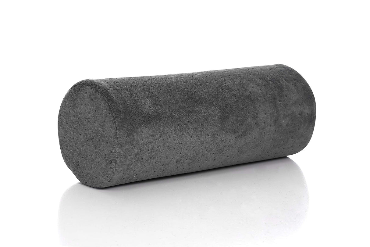 AllSett Health Round Cervical Roll Cylinder Bolster Pillow with Removable Washable Cover, Ergonomically Designed for Head, Neck, Back, and Legs, Grey