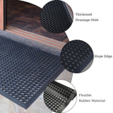 OrangeStar Anti-Fatigue 4-Pack Rubber Floor Mat, 24”x36” Restaurant Kitchen Commercial Drainage Mats, Non-Slip Door Mat w/Holes for Indoor Outdoor Bar Pool, Black