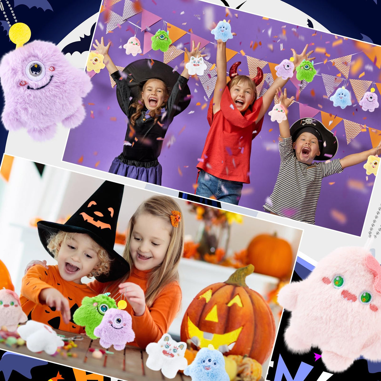 Hungdao 24 Pcs Mini Plush Keychain Bulk Christmas Stocking Stuffers Cute Stuffed Animal Keychain for Backpack Valentines Classroom School Gifts for Halloween Kid Goodie Bag Fillers Devil Party Favors